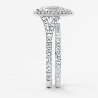 Aeris pear halo pavé bridge engagement ring