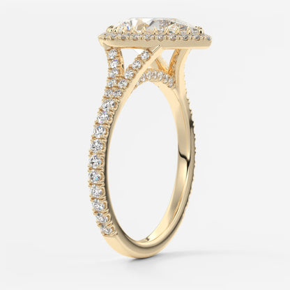 Aeris pear halo pavé bridge engagement ring