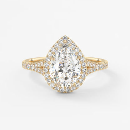 Aeris pear halo pavé bridge engagement ring