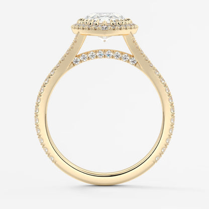 Aeris pear halo pavé bridge engagement ring