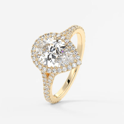 Aeris pear halo pavé bridge engagement ring