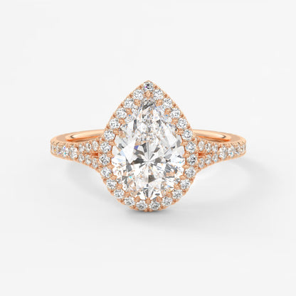 Aeris pear halo pavé bridge engagement ring