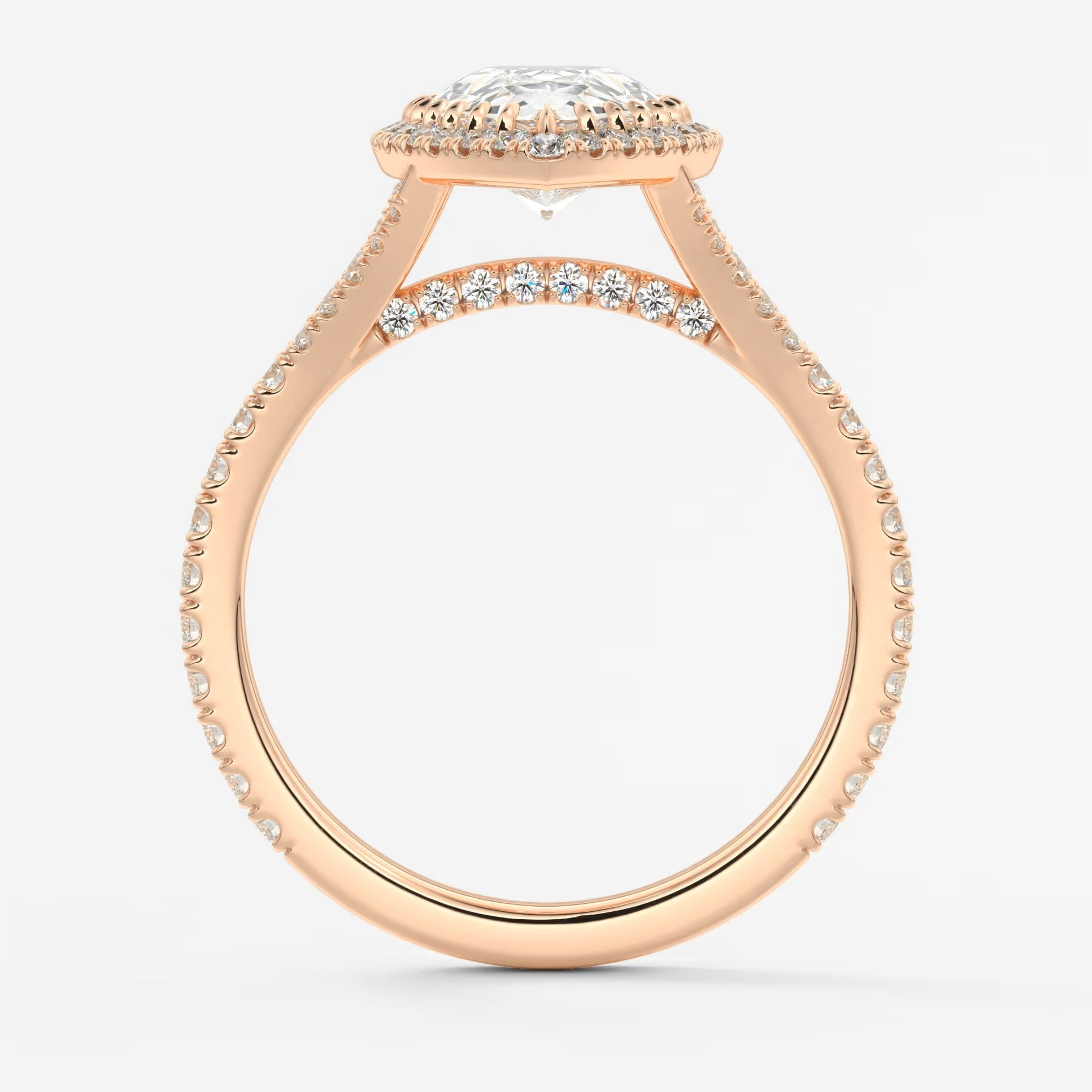 Aeris pear halo pavé bridge engagement ring