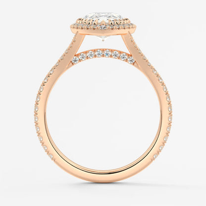 Aeris pear halo pavé bridge engagement ring