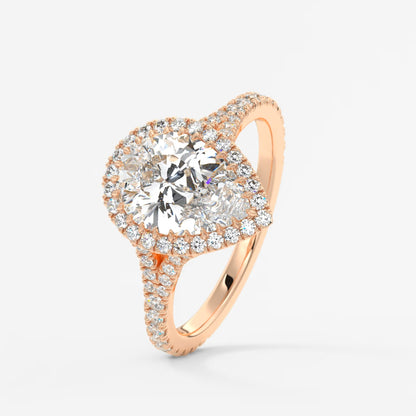Aeris pear halo pavé bridge engagement ring