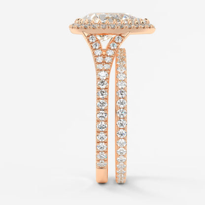 Aeris pear halo pavé bridge engagement ring
