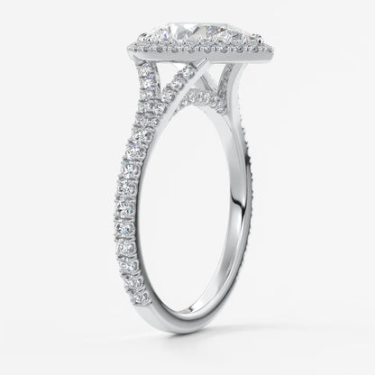 Aeris pear halo pavé bridge engagement ring