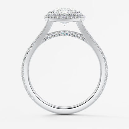 Aeris pear halo pavé bridge engagement ring