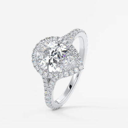 Aeris pear halo pavé bridge engagement ring