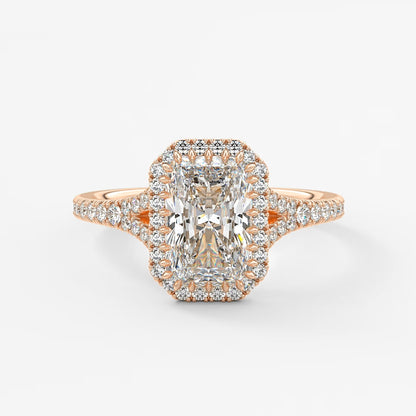 Aeris radiant halo pavé bridge engagement ring