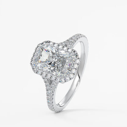 Aeris radiant halo pavé bridge engagement ring