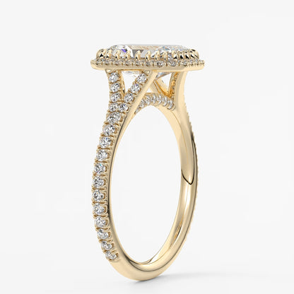 Aeris radiant halo pavé bridge engagement ring