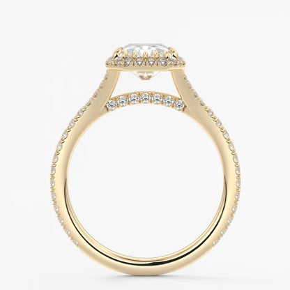 Aeris radiant halo pavé bridge engagement ring