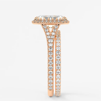 Aeris radiant halo pavé bridge engagement ring