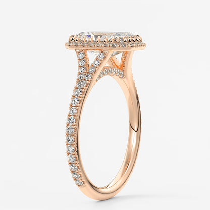 Aeris radiant halo pavé bridge engagement ring