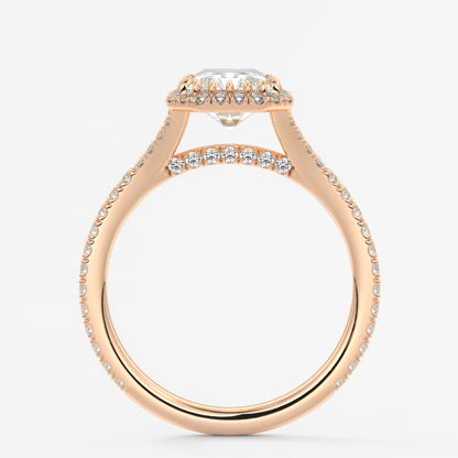 Aeris radiant halo pavé bridge engagement ring
