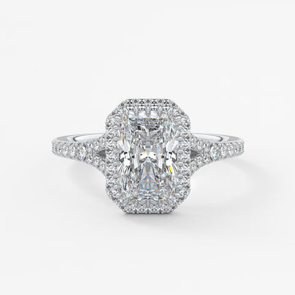 Aeris radiant halo pavé bridge engagement ring