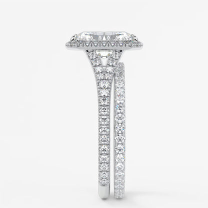 Aeris radiant halo pavé bridge engagement ring