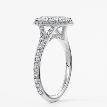 Aeris radiant halo pavé bridge engagement ring