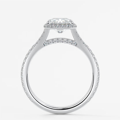 Aeris radiant halo pavé bridge engagement ring