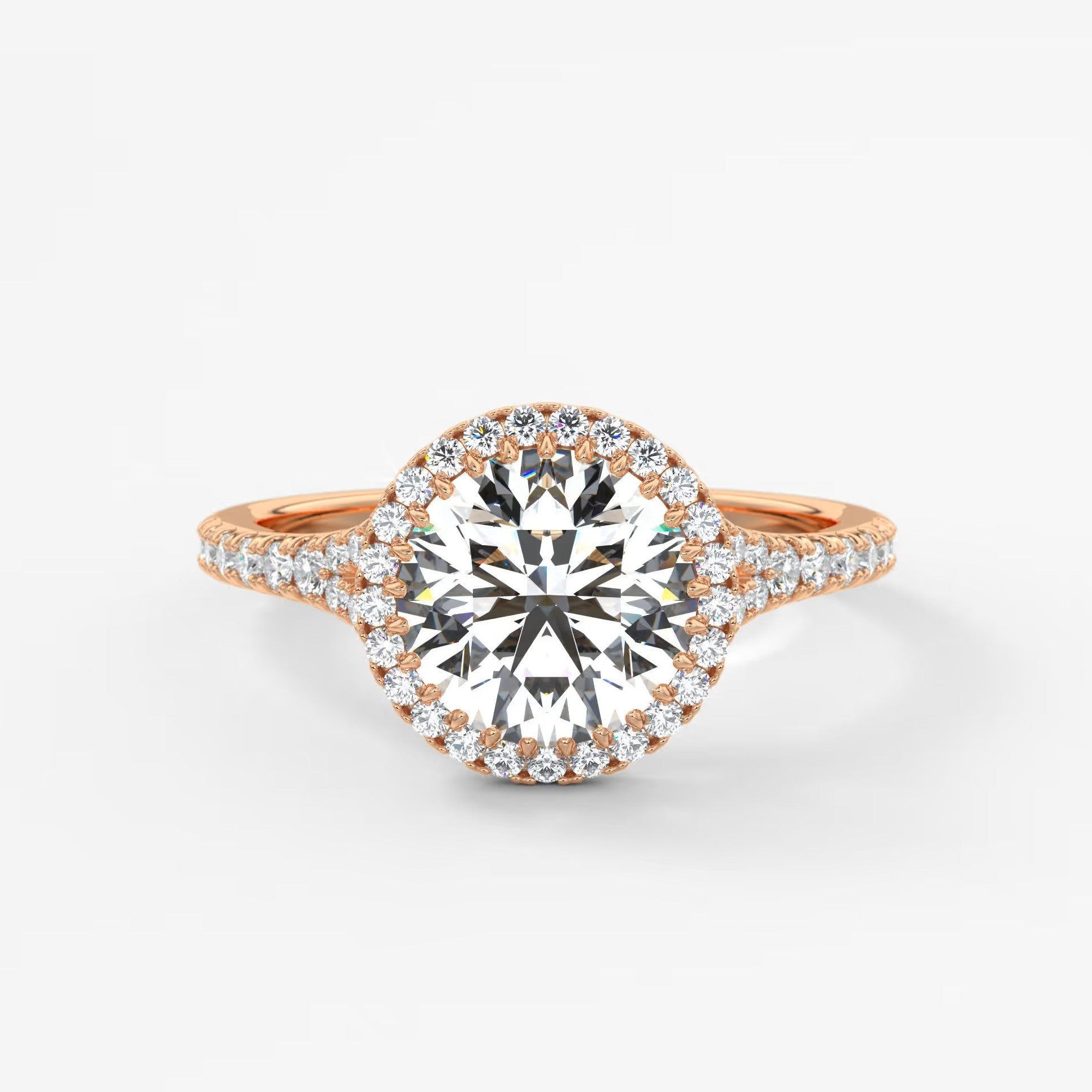 Aeris round halo pavé bridge engagement ring