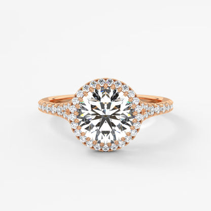 Aeris round halo pavé bridge engagement ring