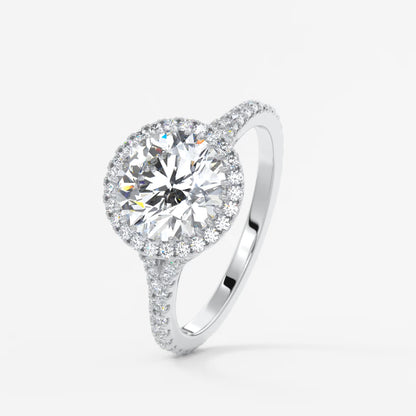 Aeris round halo pavé bridge engagement ring