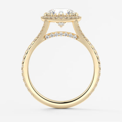 Aeris round halo pavé bridge engagement ring