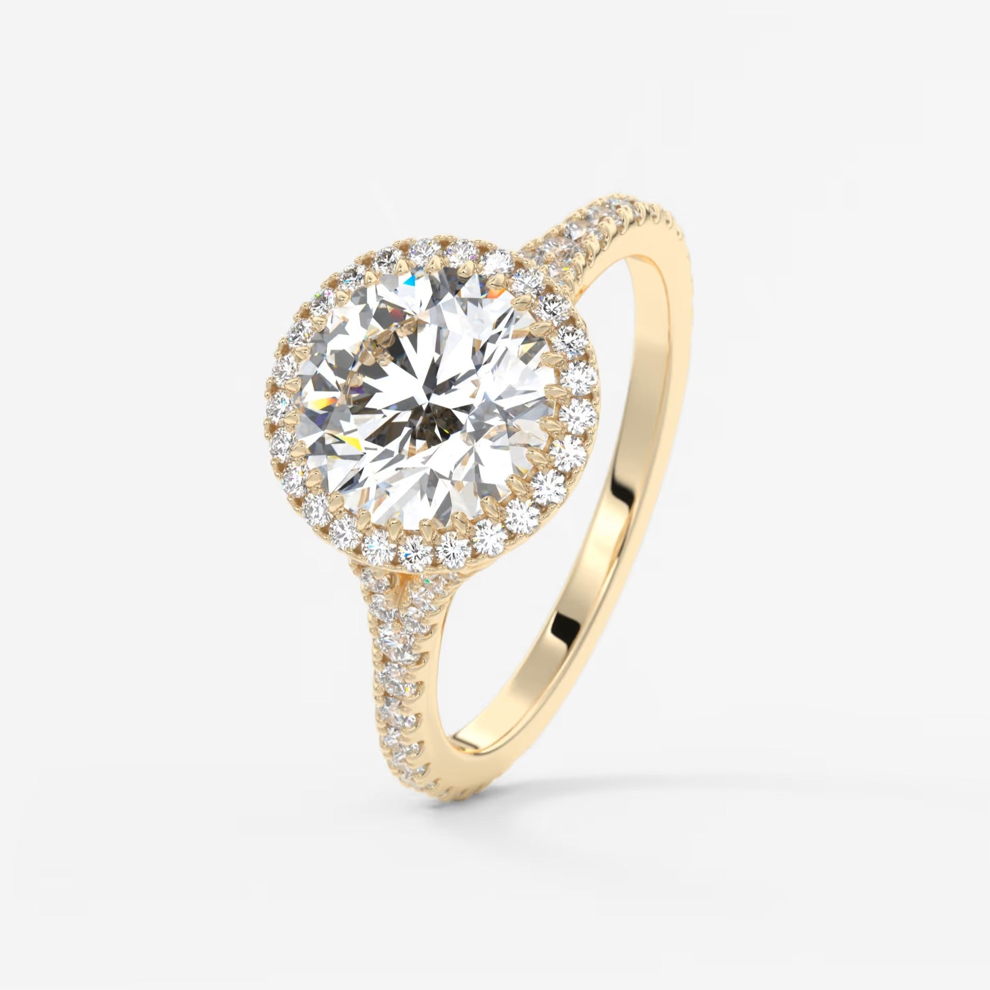 Aeris round halo pavé bridge engagement ring