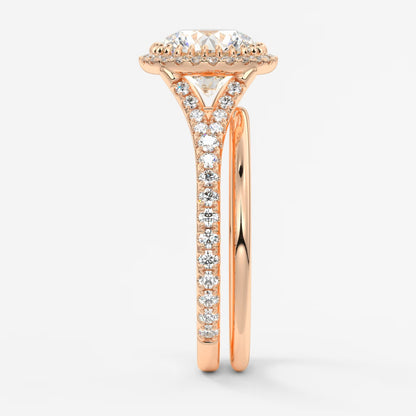 Aeris round halo pavé bridge engagement ring