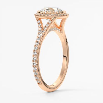 Aeris round halo pavé bridge engagement ring