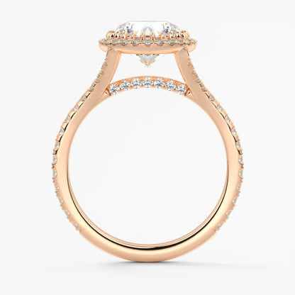 Aeris round halo pavé bridge engagement ring