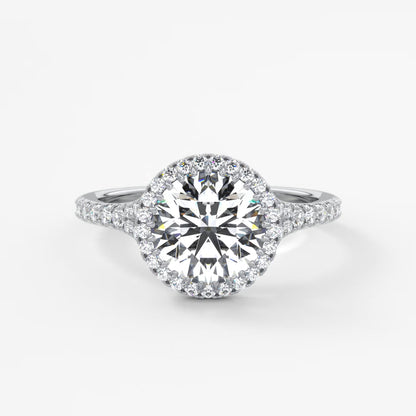 Aeris round halo pavé bridge engagement ring