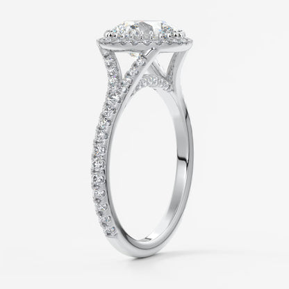 Aeris round halo pavé bridge engagement ring