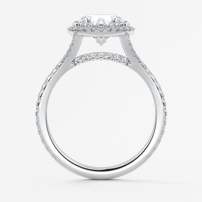 Aeris round halo pavé bridge engagement ring