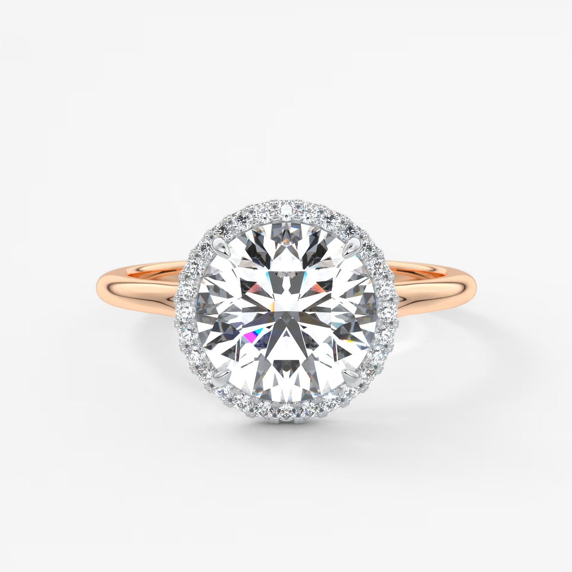 Aeris round halo two-tone engagement ring