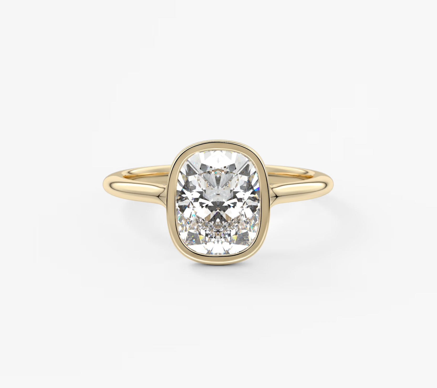 Aeris Elongated Cushion Bezel Gold Engagement Ring