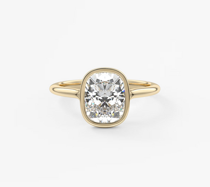 Aeris Elongated Cushion Bezel Gold Engagement Ring