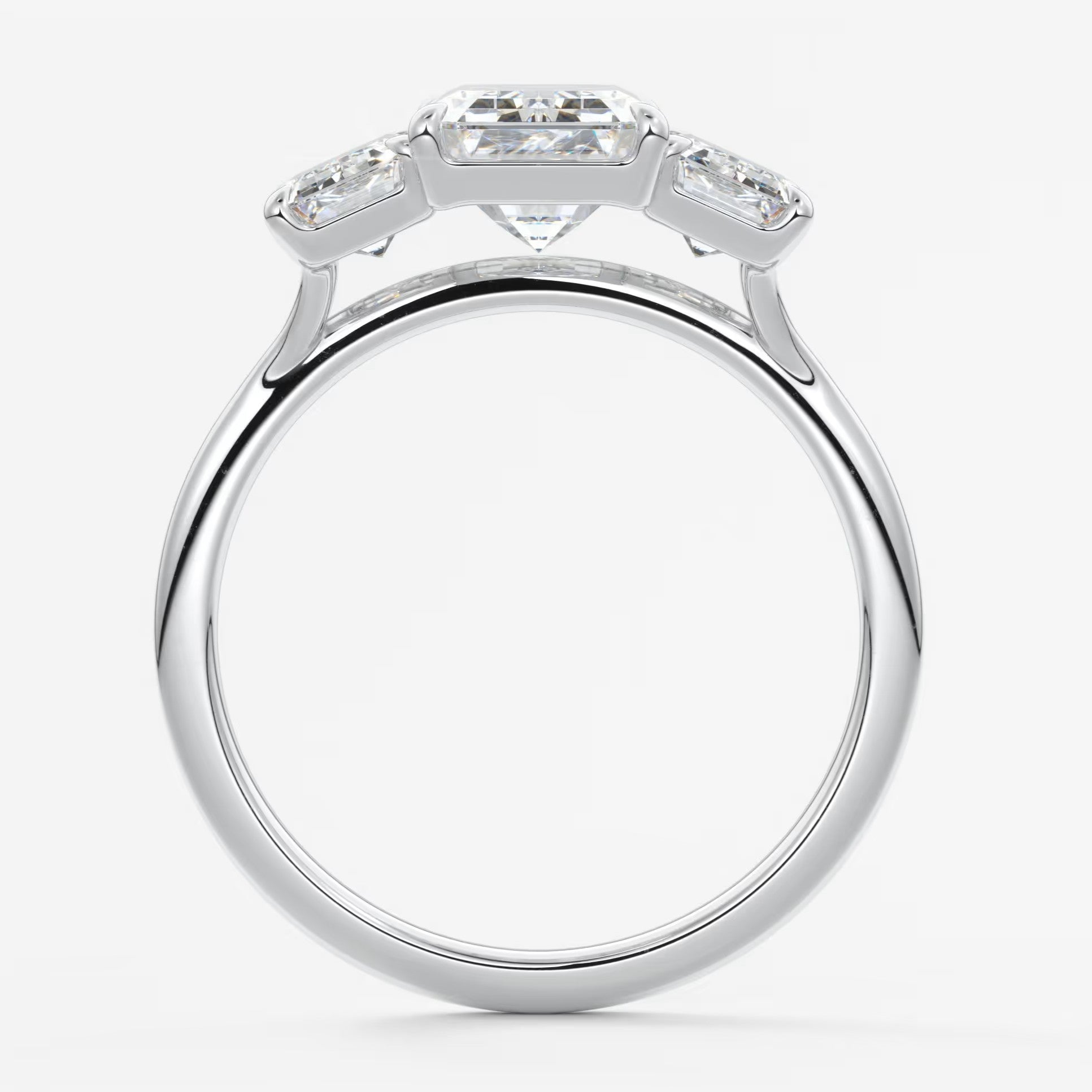 Amara emerald cathedral trilogy engagement ring