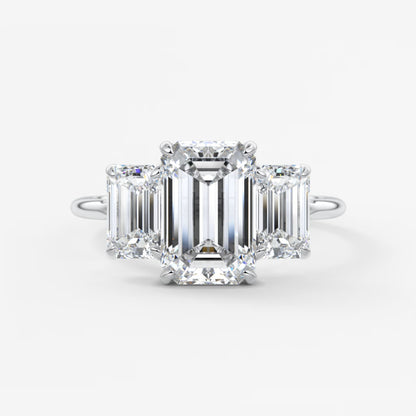 Amara emerald cathedral trilogy engagement ring