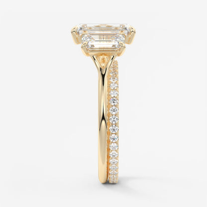 Amara emerald cathedral trilogy engagement ring