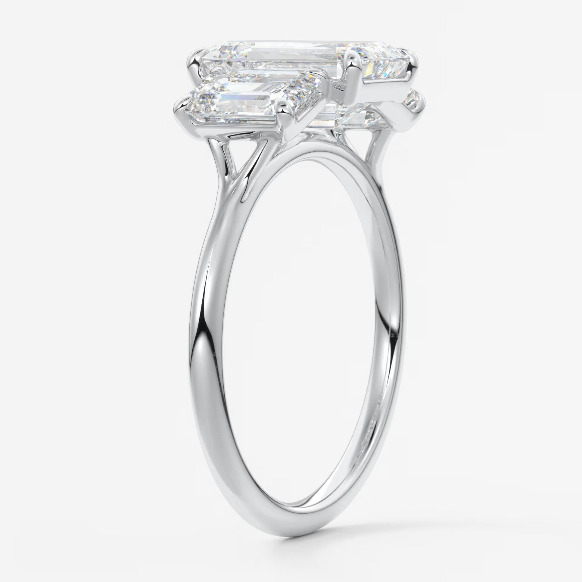 Amara emerald cathedral trilogy engagement ring