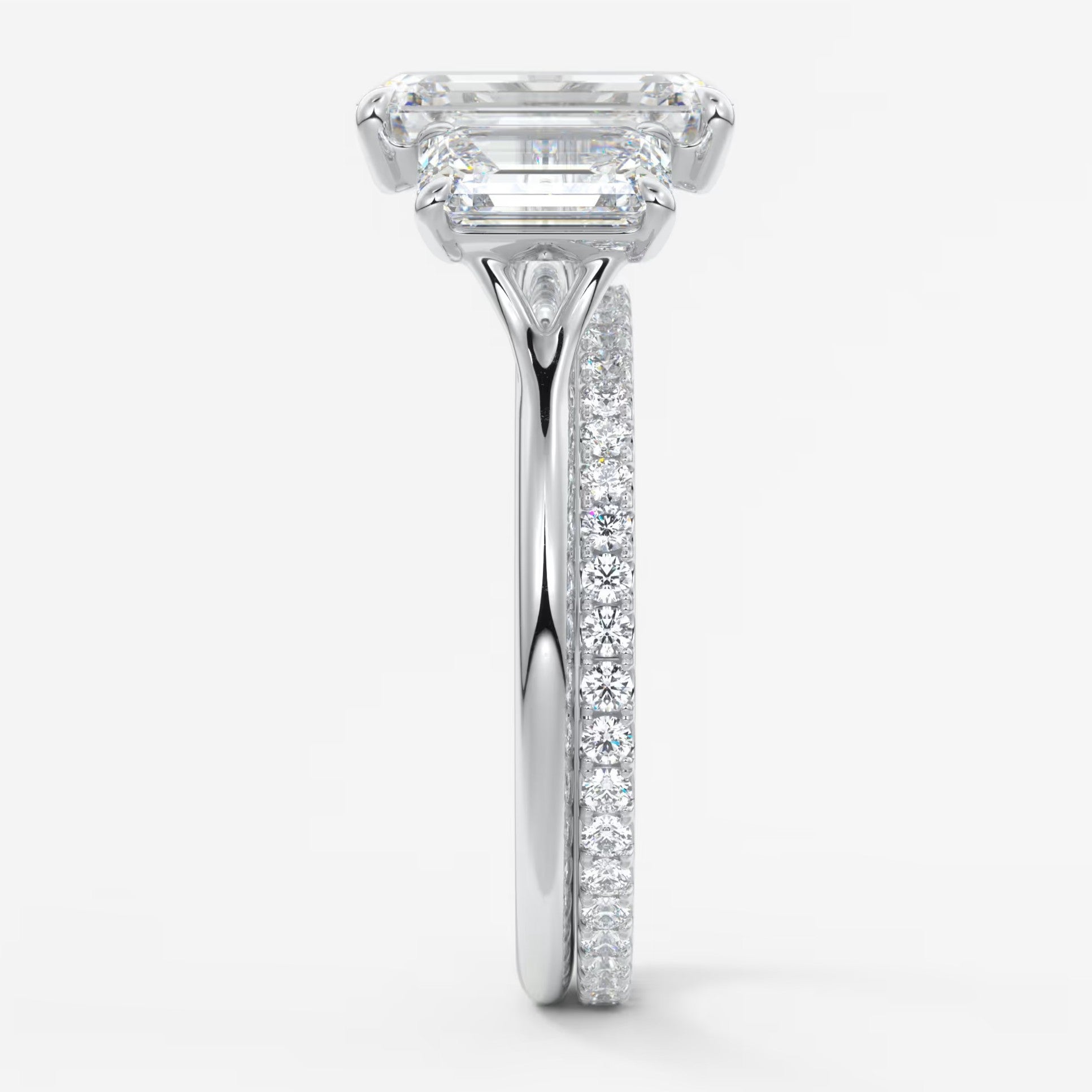 Amara emerald cathedral trilogy engagement ring