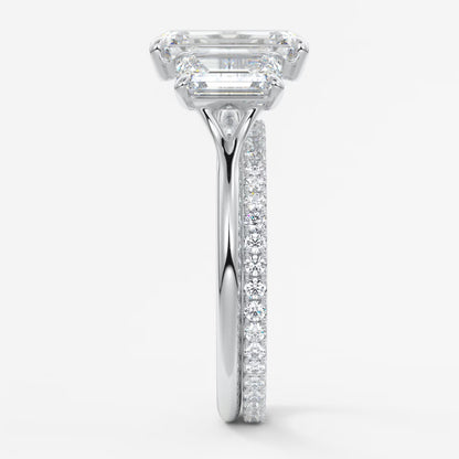 Amara emerald cathedral trilogy engagement ring