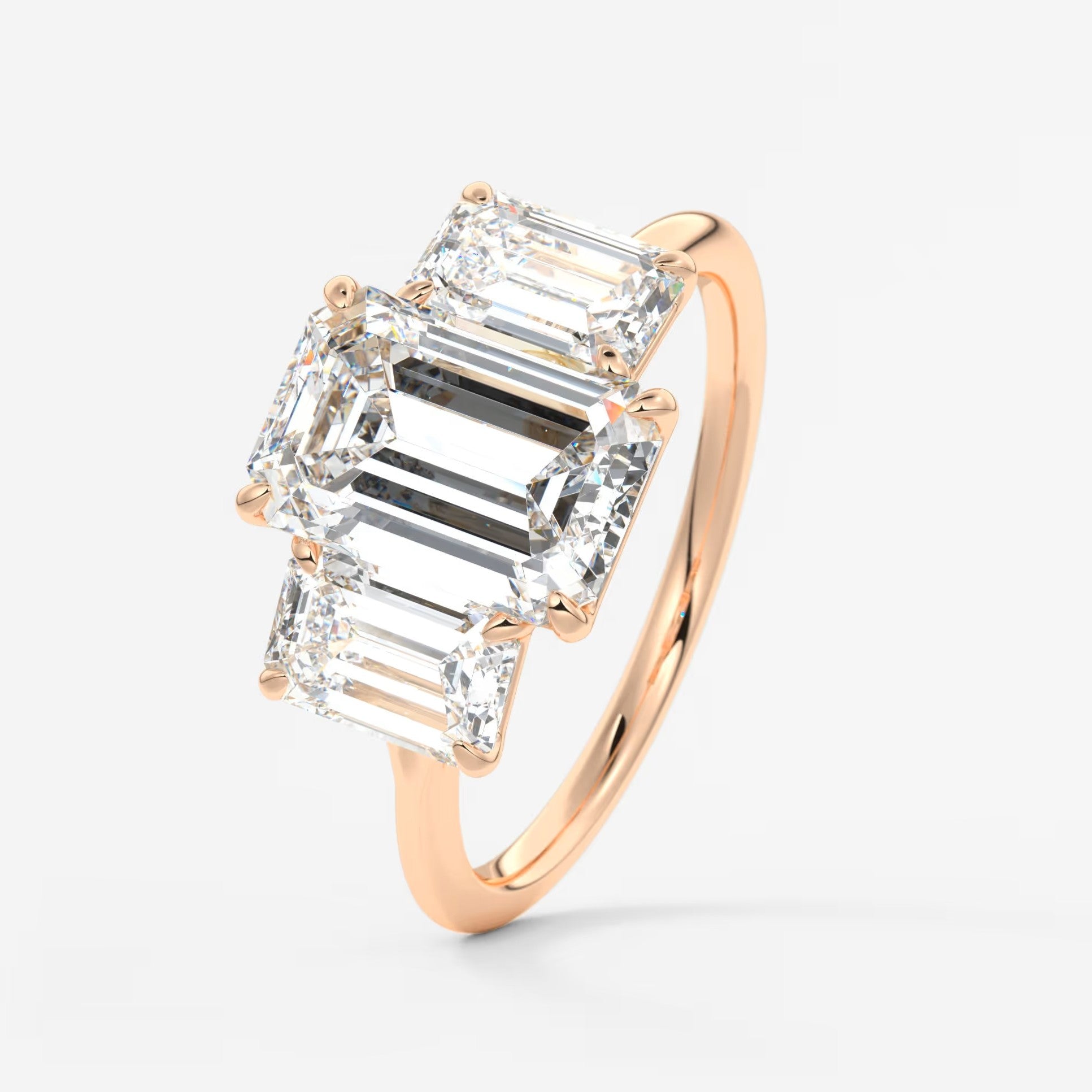 Amara emerald cathedral trilogy engagement ring