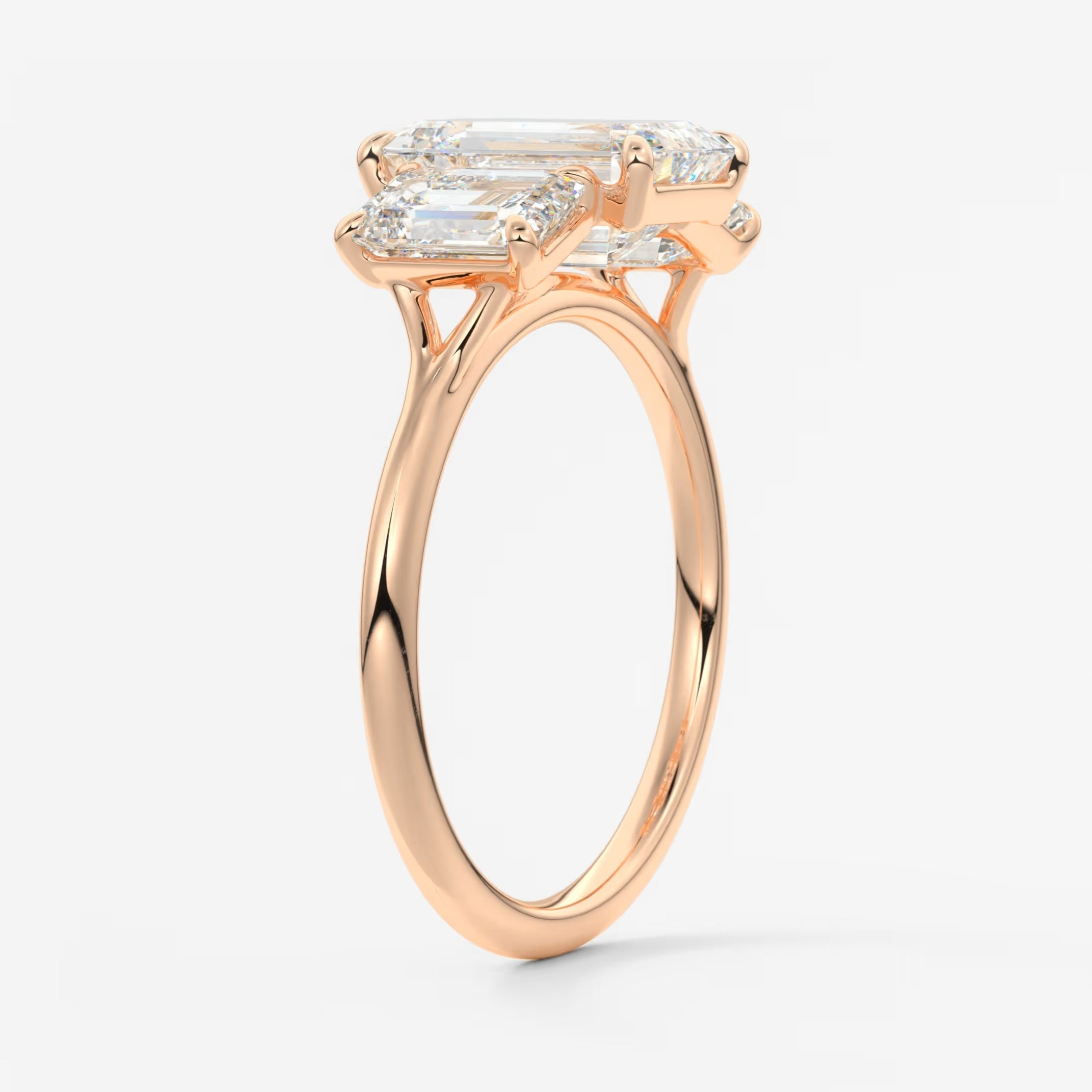 Amara emerald cathedral trilogy engagement ring