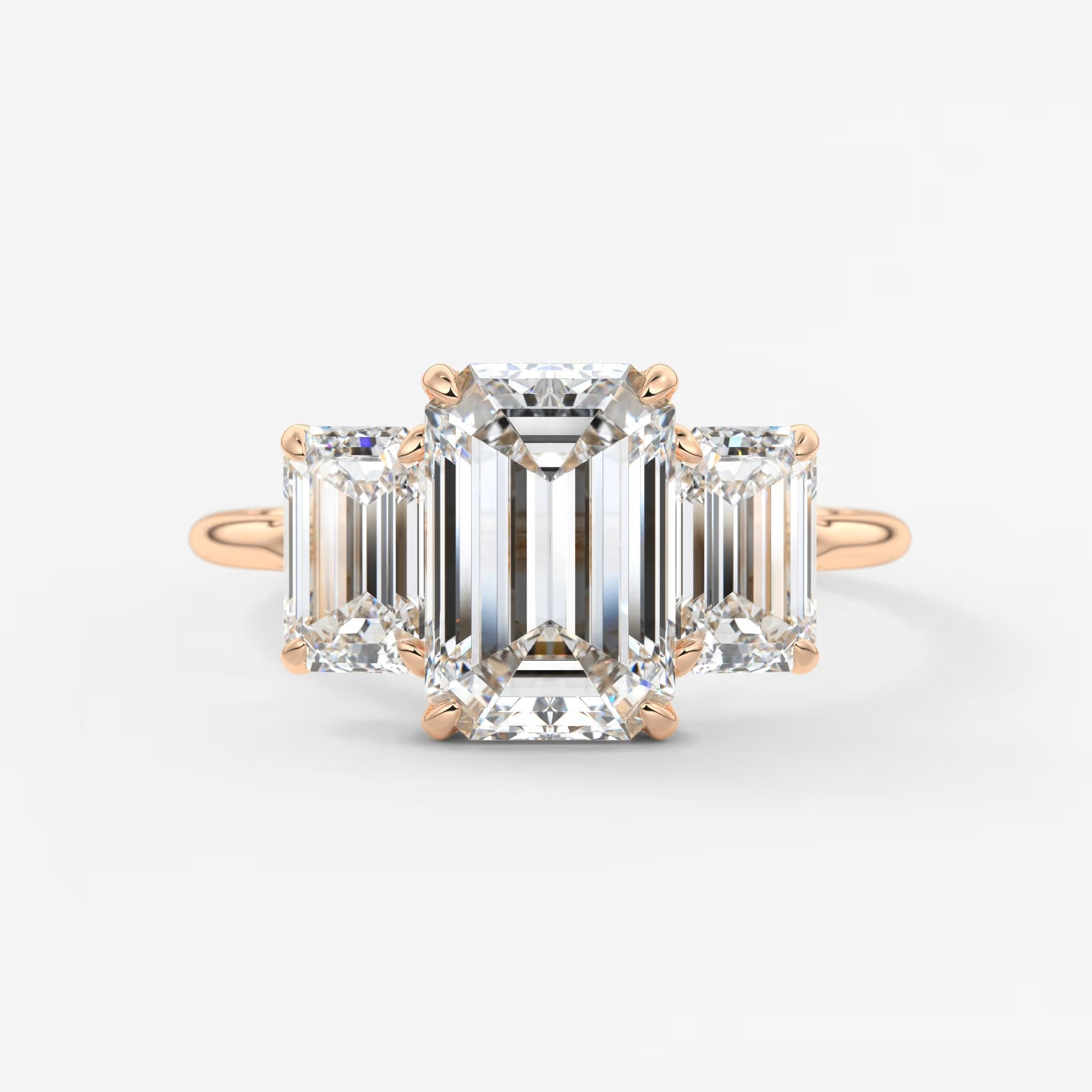 Amara emerald cathedral trilogy engagement ring