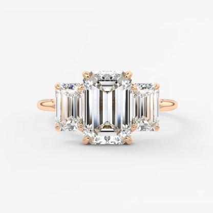 Amara emerald cathedral trilogy engagement ring