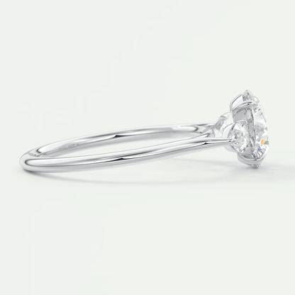 18k white gold solitaire diamond engagement ring with a round brilliant cut gemstone.