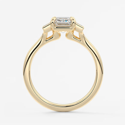 Aureline emerald baguette trilogy engagement ring
